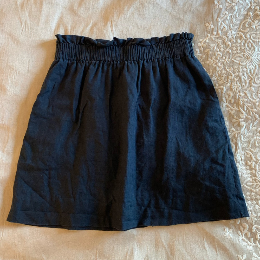 Navy Blue Linen Skirt
